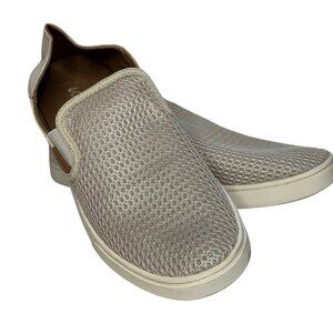 OluKai Pehuea Tapa Beige Slip-On Women's Shoes, Flats Size 9